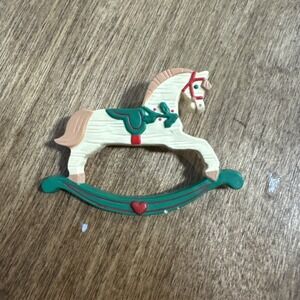 Vintage Rocking Horse Pin Brooch 1989 Hallmark Christmas Holiday & Santa Pins